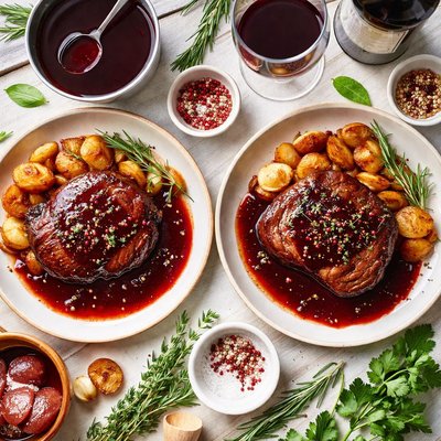 Image of Fillet Steaks with Red Wine Sauce