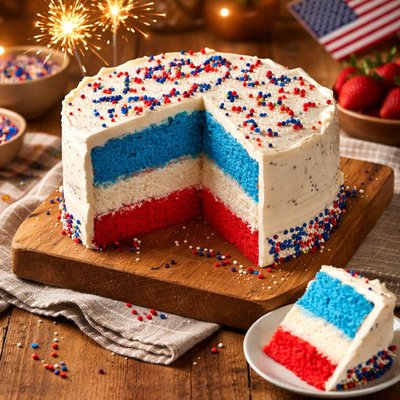 Image of Fire Cracker Red White and Blue Cake Betty Crocker