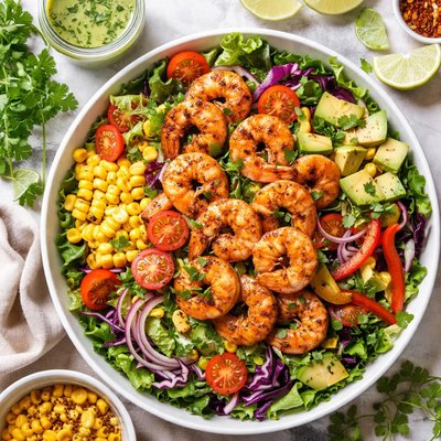 Image of Fire Shrimp Salad with Cilantro Lime Dressing
