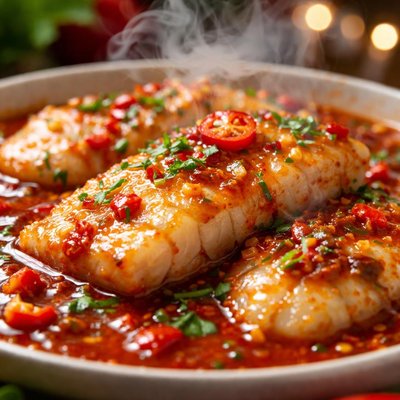Image of Fish Fillets in Red Pepper Sauce