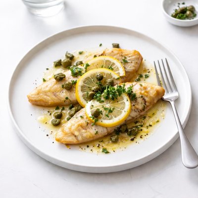 Image of Fish Fillets with Lemon and Caper Sauce