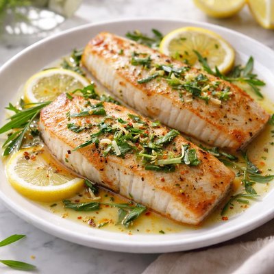 Image of Fish Fillets with Lemon Tarragon Butter