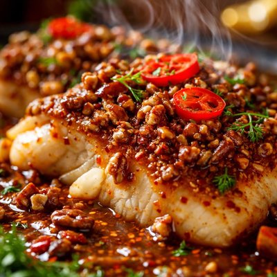 Image of Fish in Spicy Pecan Sauce