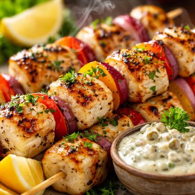 Image of Fish Kebabs with Low Fat Tartar Sauce