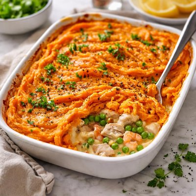 Image of Fish Pie with Sweet Potato Topping