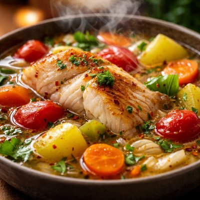 Image of Fish Soup Stew with Vegetables