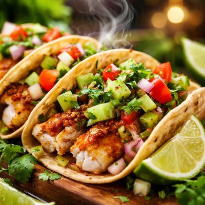 Image of Fish Tacos with Cucumber Salsa