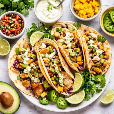 Image of Fish Tacos with Lime Cilantro Cream