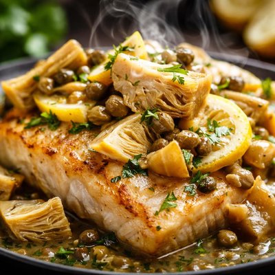 Image of Fish with Artichoke Lemon Sauce