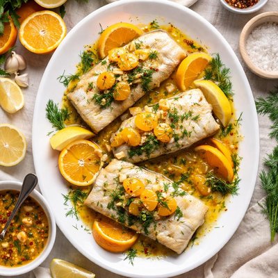 Image of Fish with Mandarin and Dill Sauce
