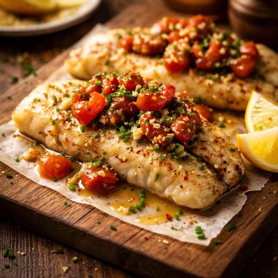 Image of Fish with Tomato Chive Butter