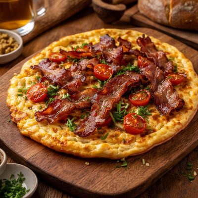 Image of Flaeskeaeggekage Danish Bacon Egg Pancake Omelet