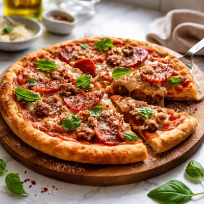 Image of Flaky Thin Crust Chicago Inspired Pizza