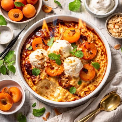 Image of Flambed Apricot Pudding