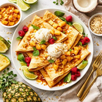 Image of Flaming Pineapple Crepes