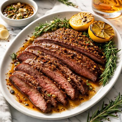 Image of Flank Steak with Bourbon Rosemary Marinade