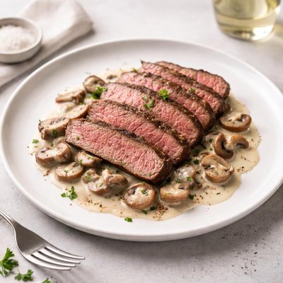 Image of Flank Steak with Creamy Mushroom Sauce