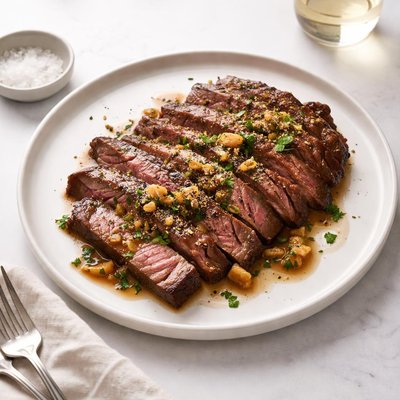 Image of Flank Steak with Garlic Wine Sauce