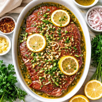 Image of Flank Steak with Lemon Shallot Marinade