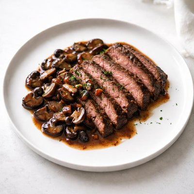Image of Flank Steak with Mushroom Wine Sauce