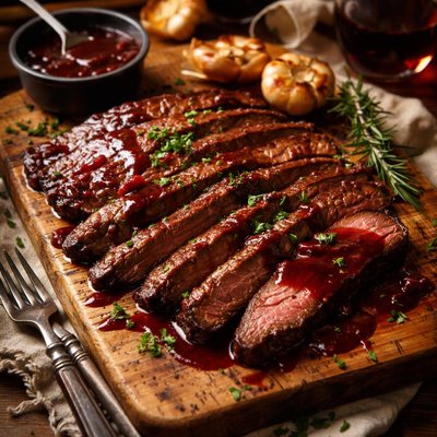 Image of Flank Steak with Red Wine Sauce
