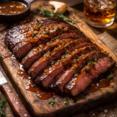 Image of Flank Steak with Whiskey Sauce