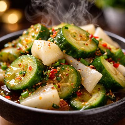 Image of Flash Korean Japanese Style Cucumber and Daikon Pickles