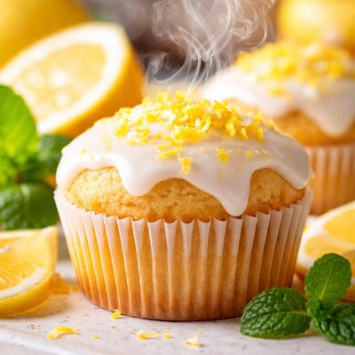 Image of Flat Belly Diet Lemon Cupcakes with Citrus Icing