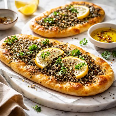 Image of Flatbread with Za Atar Lemon and Oil Topping