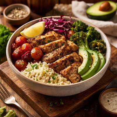 Image of Cuenco de Pollo Vegetariano Sabroso