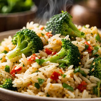 Image of Flavoured Onion Rice with Broccoli