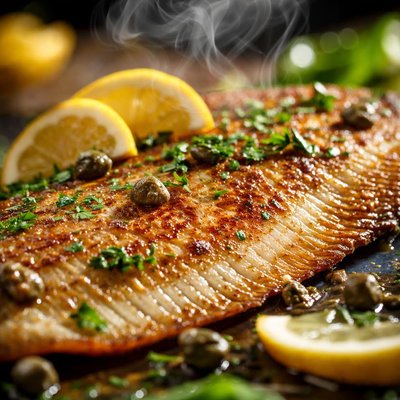 Image of Flounder or Sole Flundern Oder Schollen Gebacken