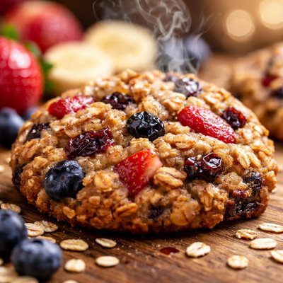 Image of Flourless Butterless Oatmeal Banana Fruit Cookie
