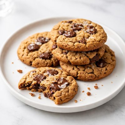 Image of Flourless Peanut Butter Chocolate Toffee Cookies