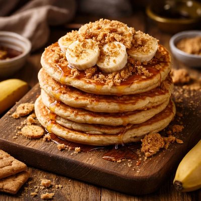 Image of Fluffy Banana Graham Pancakes