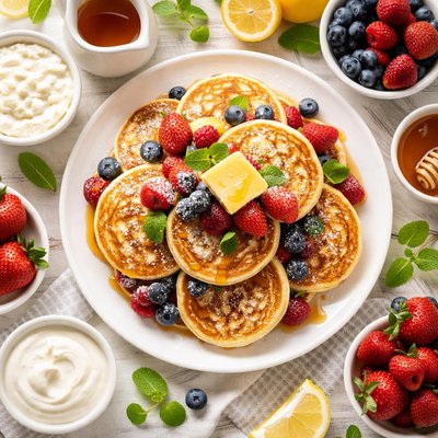 Image of Fluffy Cottage Cheese Pancakes
