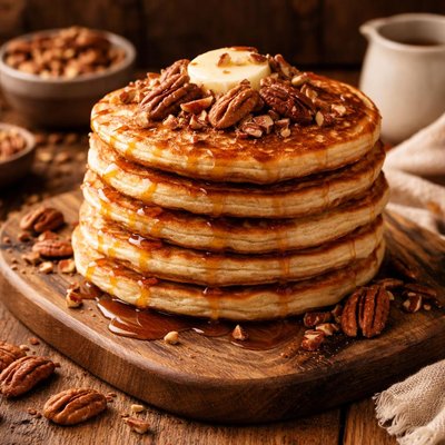 Image of Fluffy Pecan Pancakes