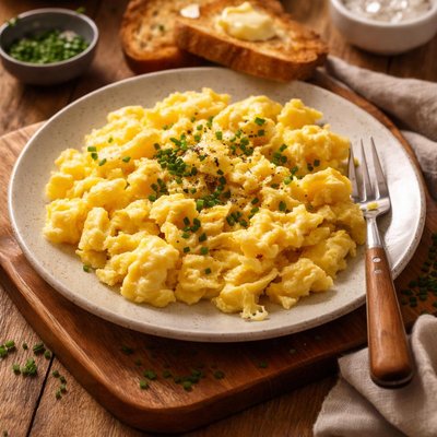 Image of Fluffy Scrambled Eggs Lightened Up a Bit