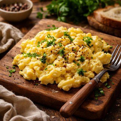 Image of Fluffy Scrambled Eggs with Fresh Herbs