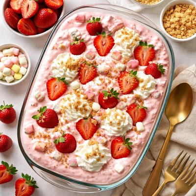 Image of Fluffy Strawberry Jello Dessert