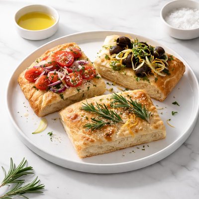 Image of Focaccia Bread with Three Topping Choices
