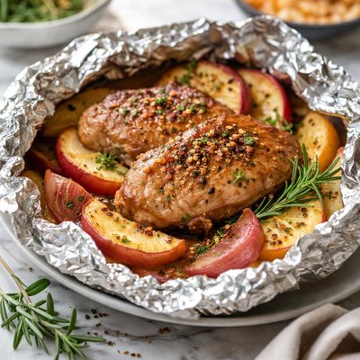 Image of Foil Bag Baked Pork with Apples