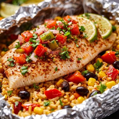 Image of Foil Baked Tilapia with Fiesta Rice Rsc