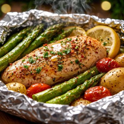 Image of Foil Chicken Asparagus Dinners