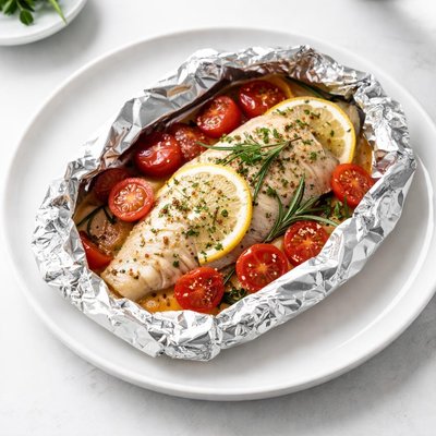 Image of Foil Pack Tilapia with Lemon Rosemary Tomato