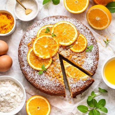 Image of Fondant a L Orange Orange Cake