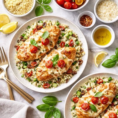 Image of Fontina Topped Chicken Cutlets with Couscous