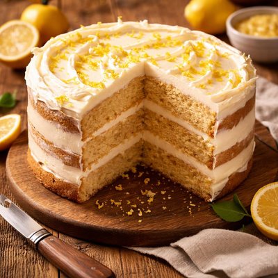 Image of Four Layer Lemon Torte with Lemon Cream Cheese Frosting