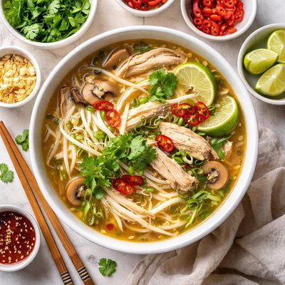 Image of Fragrant Chicken and Rice Noodle Soup