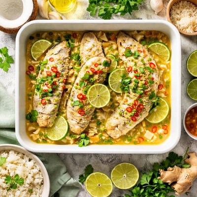Image of Fragrant Coconut Lime Ginger Fish Bake